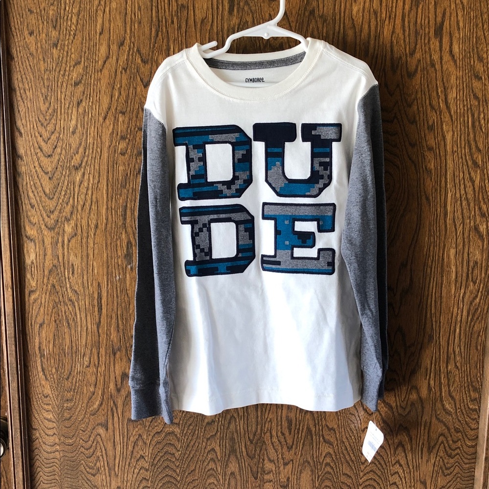 Gymboree White and Blue Long Sleeve Tee